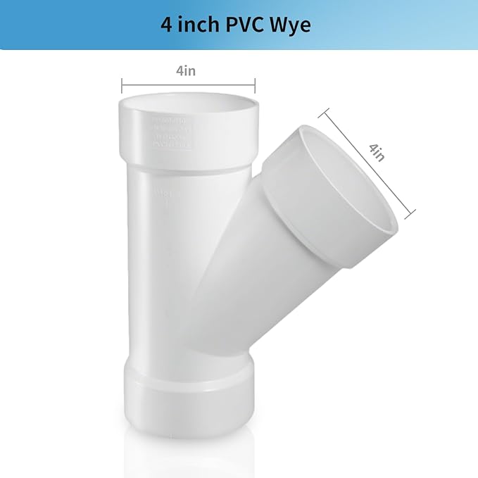 LESSO 4" PVC Pipe Fitting, Deep WYE DWV, 4 inch PVC DWV Fitting High Flow Capacity White for Plumbing and Pool Systems, SCH40 (1 Unit Piece)
