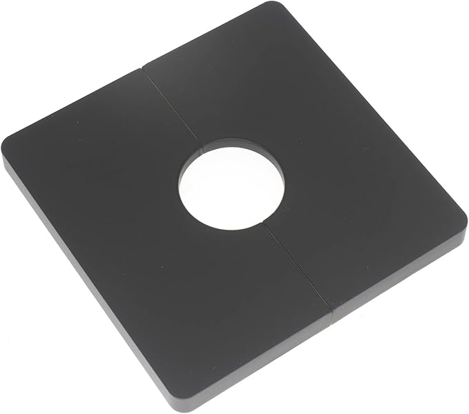 4 Pcs 1.0 Inch Wall Split Flange ABS Square Escutcheon Plate Wall-Mounted Self-Adhesive Water Pipe Cover for Water Pipe Faucet Decoration Accessories, Black