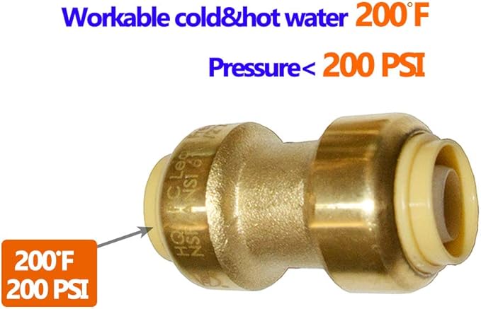 HQMPC Pex Fittings 3/4 inch Straight Coupling Push Fit PEX Fitting, Push-to-Connect Copper, CPVC Brass Plumbing Fit (12PCS, 3/4 Inch)