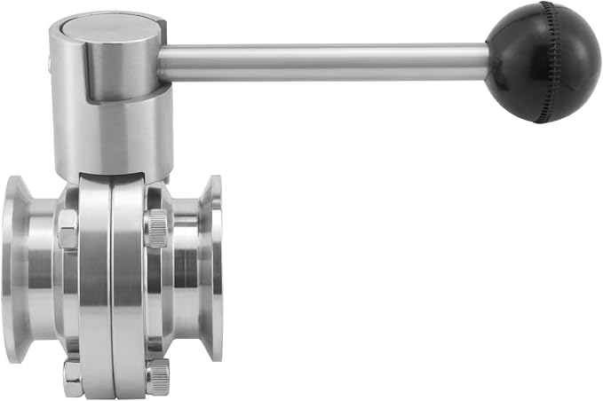 Sanitary Butterfly Valve Tri Clamp Valve with Handle 1.5" Tri Clamp Clover 1" Tube OD 304 Stainless Steel (pack of 2)