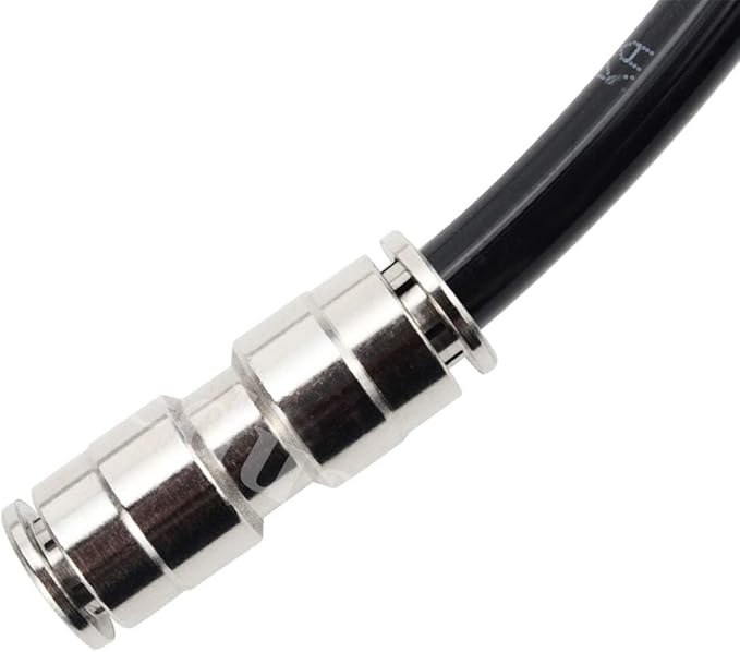 Beduan Push to Connect Fitting 1/4" OD Nickel-Plated Copper Pneumatic Air Fitting Straight Union Tube Connector (Pack of 5)