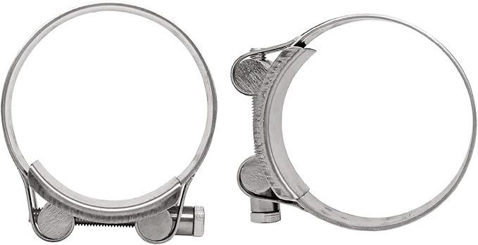 AKIHISA T-Bolt Hose Clamp,56-59mm OD Range 304 Stainless Steel Pipe Strap Clamp, Adjustable Heavy Duty Tube Clamp (2Pack, 2.20" to 2.32")