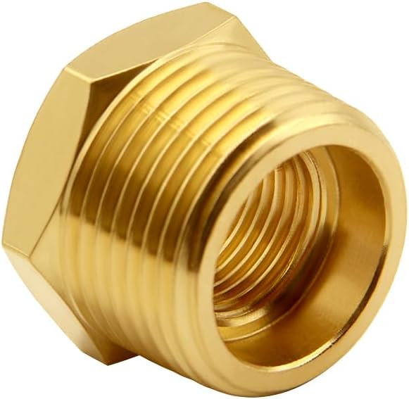 4PCS Brass Reducer Bushing, 3/4" NPT Male to 1/2" NPT Female Thread, Hex Reducing Convert Adapter Pipe Fitting Connector for Water/Oil/Gas