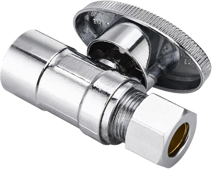 (Pack of 2) EFIELD Sweat 1/2" x 3/8" Compression Chrome 1/4-Turn Straight Stop Water Shut-off Ball Valve,(VALVE146-2PCS)