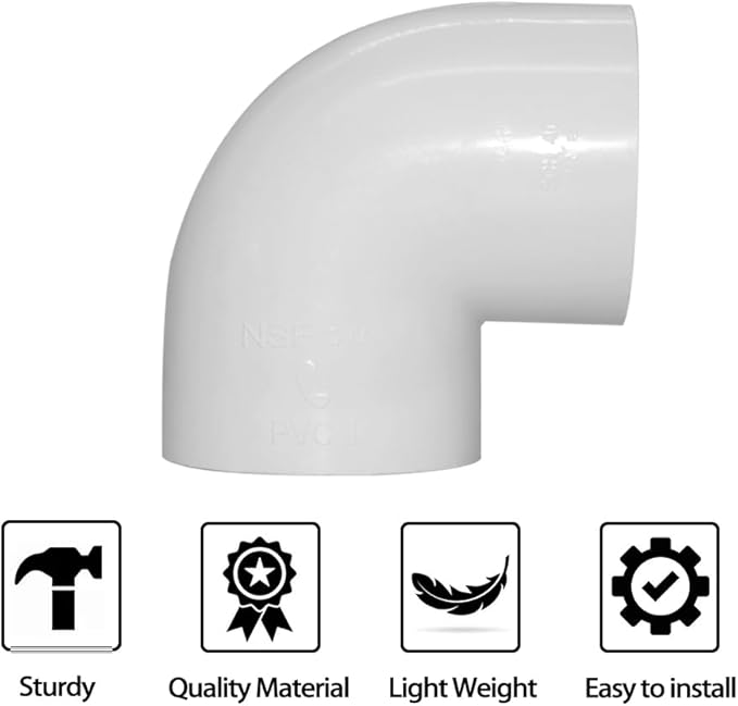 10PCS 3/4" 90 Degree Elbow PVC Pipe Fitting Adapter Coupling Connector Schedule 40 Slip (Socket x Socket) White Color