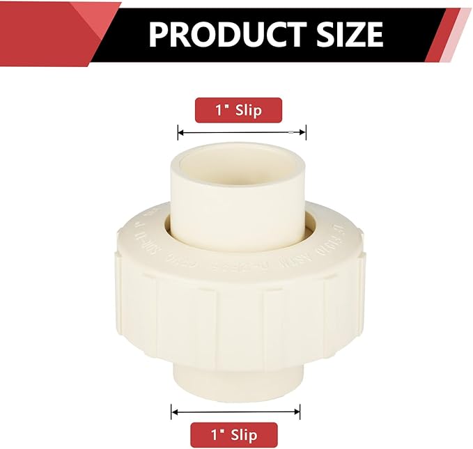 (50 Pack) EFIELD 1" Inch CPVC Slip Union, CTS x CTS Union Solvent Connection Fittings,(CPVC032-50PCS)