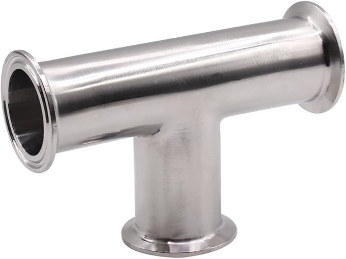 DERNORD Clamp Tee 3 Way Stainless Steel 304 Sanitary Fitting Fits 1.5" Tri-clamp, 38mm Pipe OD