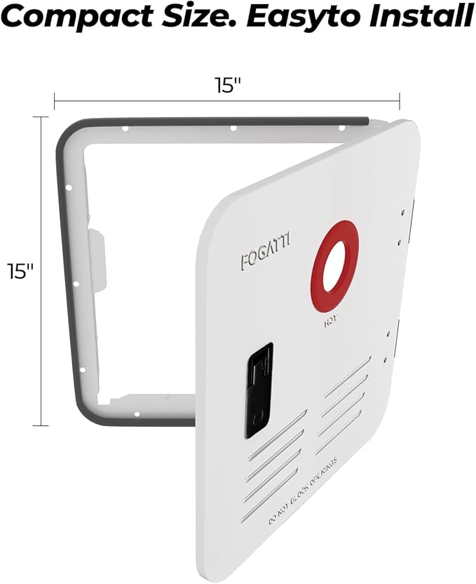 FOGATTI 15x15" RV Water Heater Replacement Door Kit - White | External Access Panel for FOGATTI Tankless Heaters Only