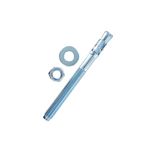Conquest 5/8" x 7" Zinc Plated Wedge Anchors (Box of 25) – High Performance Concrete Anchors – Rust Resistant Zinc Plating for Dry Interior Environments – Heavy Duty Fastener for Concrete