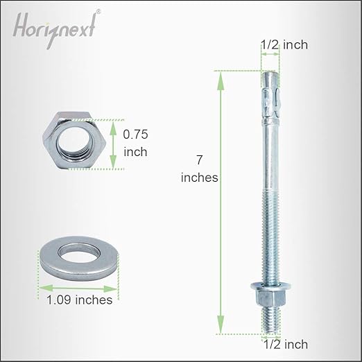 1/2" x 7" Wedge Anchor, for Cement and Concrete only, zinc-Plated Carbon Steel Screws and lag Bolts （ 30 pcs