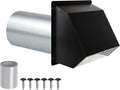 3 Inch Dryer Vent Cover Wall Vent Hood with Screen and Damper,Outdoor Dryer Vent Covers Outside Exhaust Vent Cover for Duct Air Ventilation,Wall Mount Extractor Vent Cap,Galvanized Steel,Black