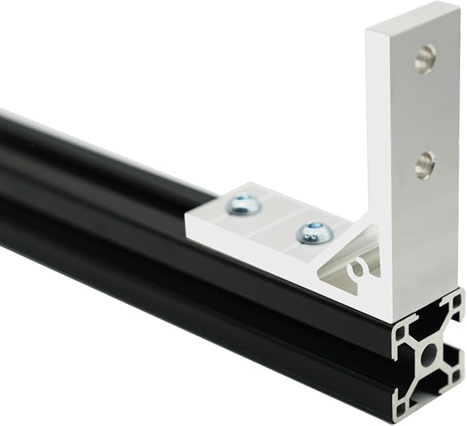 Iverntech 4 pcs Black Corner Bracket for 3030 Aluminum Extrusion Profile, 4 Hole Inside Strong Support Corner Brackets Gusset with 16Pcs M6 Screws + 16Pcs M6 T Nuts