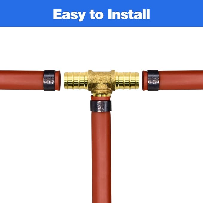 10 Pack 3/4" PEX Fittings, Brass Tee Fittings, for PEX Tubing Pipe