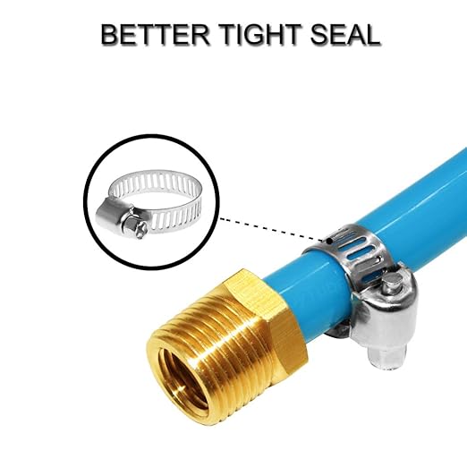 JoyTube 5 Pcs Hose Barb Fittings 1/4" Barb to 1/4" NPT Male Thread Brass Metals Adapter Connector with Hose Clamp