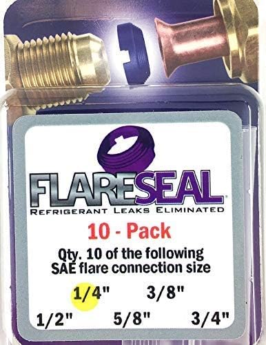 10 Pack 1/4" Model FS04-10PK Leak Free SAE Flare Connections - Refrigerant - Refrigeration, HVAC, Ductless or Mini Split. Thread Lock Coated Copper Gasket Crush Seal (10, 1/4") …