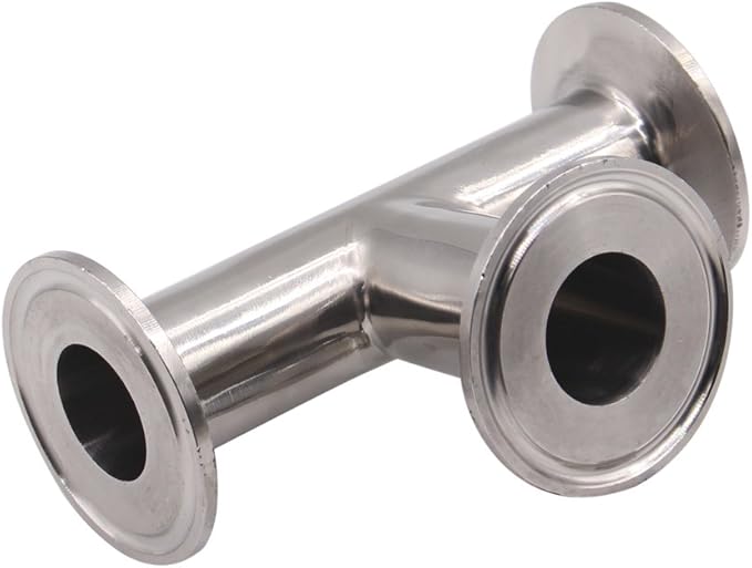 DERNORD Clamp Tee 3 Way Stainless Steel 304 with 3 Silicone Gaskets Fits 1.5" Tri Clamp, 25mm Pipe OD Sanitary Fittings(1 inch)