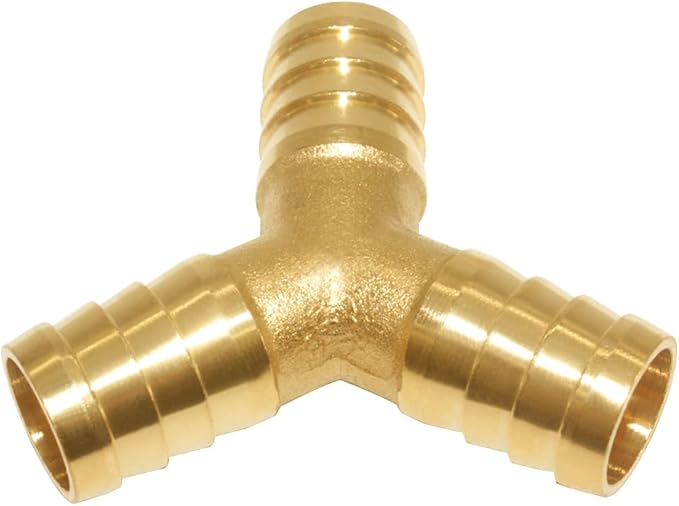 3PCS Solid Brass 1/2"OD Barb Fitting Y 3-Way Union Intersection Barbed Hose Fittings for Water/Oil/Gas
