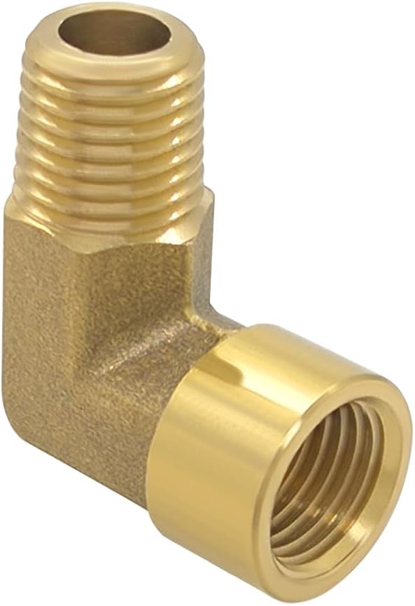 Hooshing 2PCS 90 Degree Street Elbow 1/4" NPT Male to 1/4" NPT Female Brass Pipe Fitting