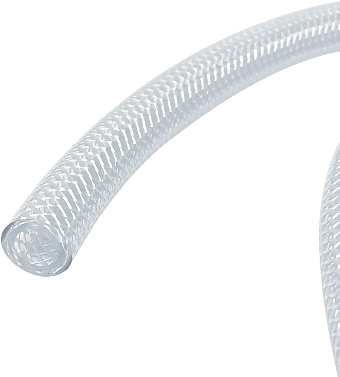 Gloxco Clear Braided PVC Tubing, Food Grade, Heavy Duty Reinforced Hose, 1/4" ID, 50 Ft Length