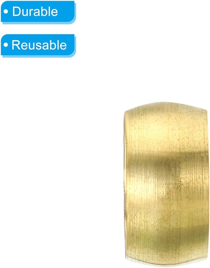 PATIKIL 12mm Tube OD Brass Compression Sleeves Ferrules, 25 Pack Brass Ferrule Fitting Brass Compression Fitting Assortment Kit for Air Water Gas Pipe