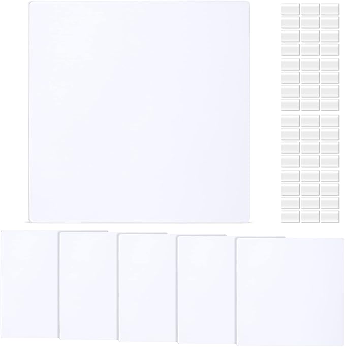 Sosation 6 Pcs Square Plastic Flat Blank Plate Wall Hole Cover Ceiling Cover Plate with 48 Pcs Double Faced Adhesive Tape for Ceilings or Wall(7 Inch)