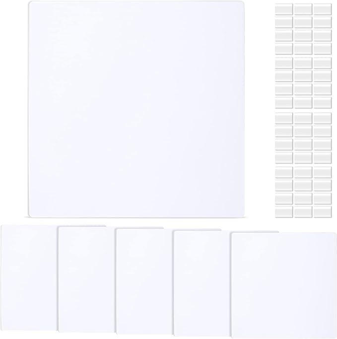 Sosation 6 Pcs Square Plastic Flat Blank Plate Wall Hole Cover Ceiling Cover Plate with 48 Pcs Double Faced Adhesive Tape for Ceilings or Wall(14 Inch)