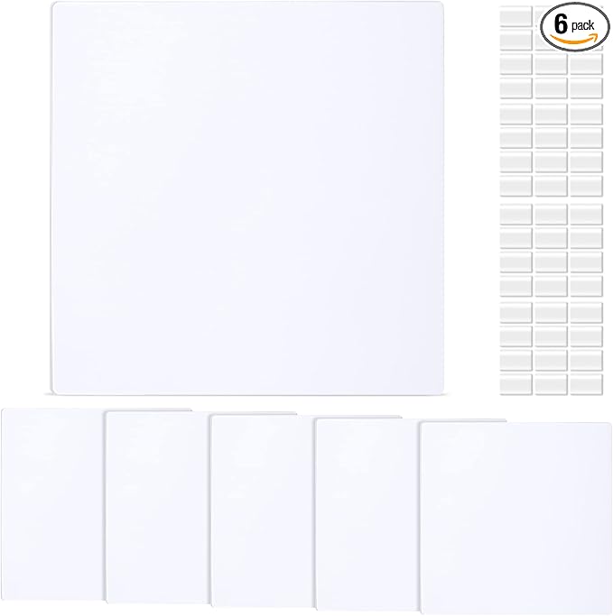 Sosation 6 Pcs Square Plastic Flat Blank Plate Wall Hole Cover Ceiling Cover Plate with 48 Pcs Double Faced Adhesive Tape for Ceilings or Wall (10 Inch)