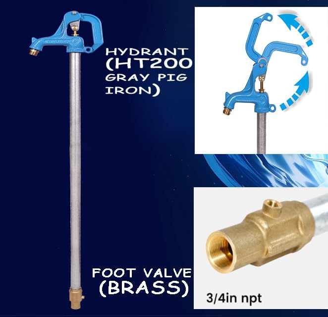(Total-4.25ft/51inch Bury-2ft) Yariwiz Frost Proof Yard Hydrant for Yard Garden Farm Pasture Irrigation, Water Hydrant 3/4" NPT Pipe Connection