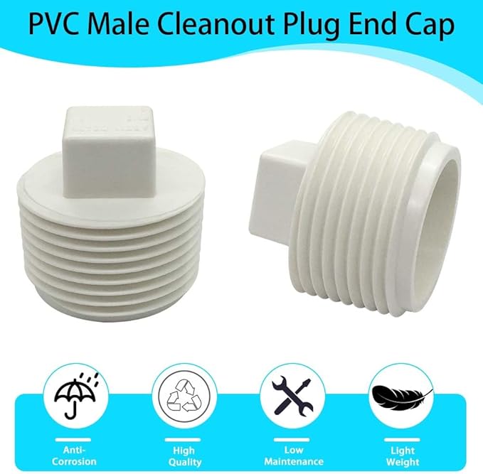 YSIL 2 Pack 4" Sewer Cleanout Cap NPT Cleanout Plug Male Adapter Male Threaded Pipe End Cap for Drain Pipe