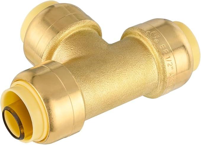 100-Pack EFIELD 1/2-Inch Tee Push-Fit Fitting to Connect Pex, Copper, CPVC with a Disconnecting Clip, UPC Certified,(PF080-100PCS)