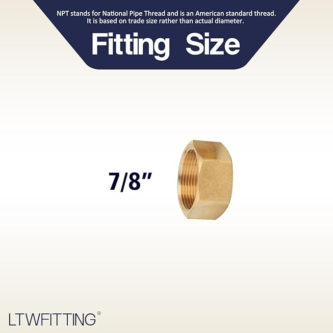 LTWFITTING 7/8-Inch Brass Compression Nut,Brass Compression Fitting(Pack of 10)