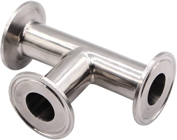 DERNORD Clamp Tee 3 Way Stainless Steel 304 with 3 Silicone Gaskets Fits 1.5" Tri Clamp, 25mm Pipe OD Sanitary Fittings(1 inch)