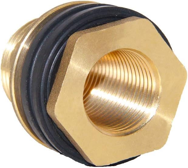 Joywayus 2PCS 1/2" NPT Female 3/4" GHT Male Soild Brass Water Tank Connector Theaded Bulkhead Fitting with 2 Rubber Ring Stablizing …