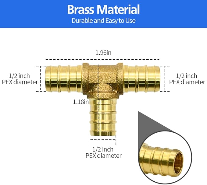 90pcs 1/2" PEX Fittings, Elbow TEE Straight Couplings Set, PEX Brass Crimp Fitting Combo with Tees, Elbows, Straights
