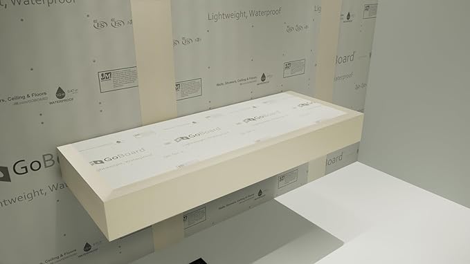 Floating Shower Bench Kit with GoBoard® - Original Shower Bench Bracket® (14"x46")-Great for New Constructions or Bathroom Renovations, Ready to Tile Shower Bench