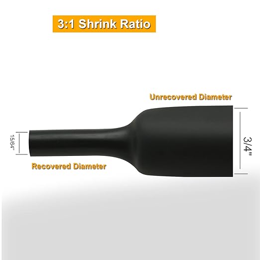 TKDMR 59 Ft 3/4" Heat Shrink Tubing - 3:1 Ratio Marine Grade Heat Shrink,Wire Cable Adhesive Lined Tube Insulation Seal Against Moisture Corrosion and Air Leakage.Black