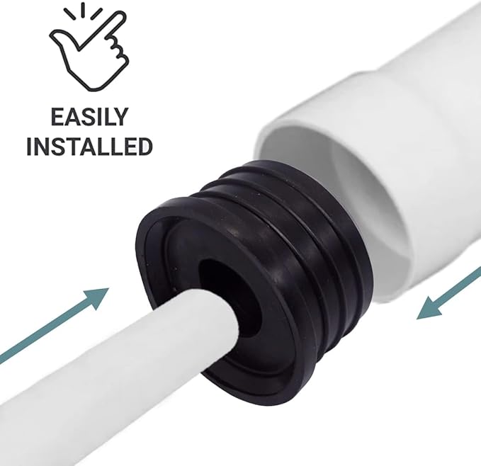 (Pack of 5) Black Rubber Sleeve for Drain Pipe, 1.57" x 0.98" (50 x 25 mm) Pipe Connector, Adaptor, and Reducer