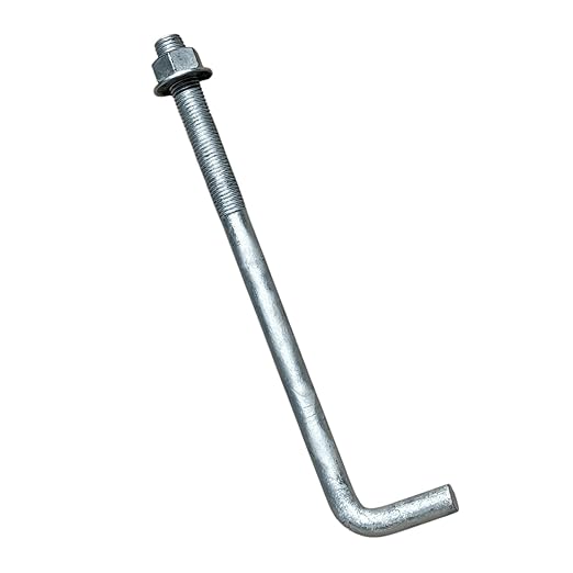 Sandbaggy 1" x 16" Threaded Concrete Anchor L-Bolts (Nuts & Washers Included) - Hot Dipped Galvanized - Sill Plate, Base Plate, Masonry, Wood, Cement Anchors, J Bolt (30, 1" x 16")