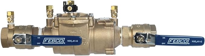 Febco LF850 Series 2" Lead-Free Copper Silicon Alloy Double Check Valve Backflow Preventer Assembly, Quarter Turn Shutoff, Small Diameter, NPT Connections, Freeze Sensor, Modular Design