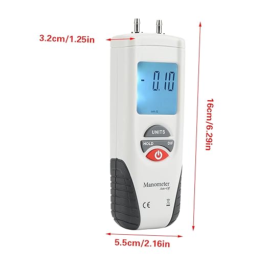 Digital Manometer, HT-1890 Handheld Differential Pressure Gauges with 11 Selectable Units Portable Air Pressure Meter for Testing