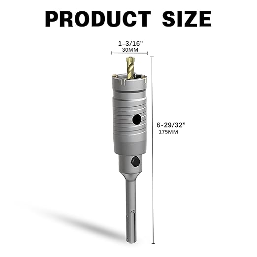 1-3/16" Concrete Hole Saw, 30mm Masonry Hole Saw, with 110mm SDS Plus Shank Connecting Rod for Concrete Brick Cement Stone Wall Drilling Home Improvement