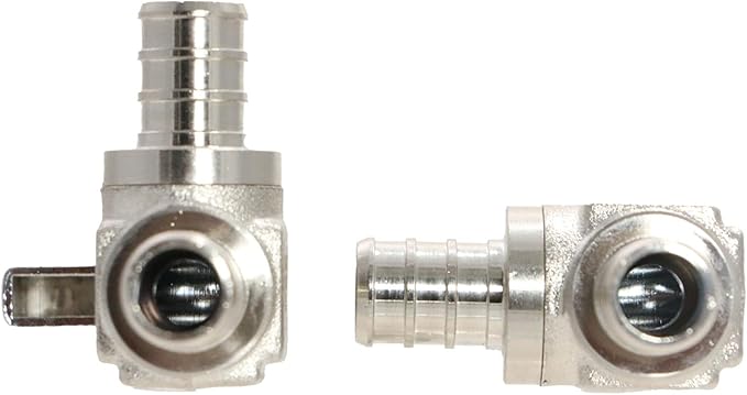 XFITTING Barb Crimp 1/2 Inch Pex Mini Angle Ball Valve, Full Port, 1/4 Turn, Brass, 24-1-2=5X, 5 Pieces