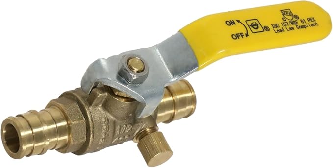 XFITTING Pex A 1/2 Inch x 1/2 Inch Pex A Ball Valve with Drain, 201-3-12=10XX, 10 Pieces