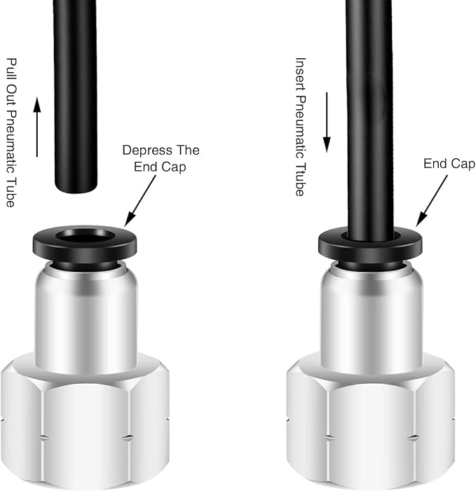 1/4 OD Tubing Push to Connect Fittings - 1/2 Inch NPT Female Air Fittings - PCF Air Lines - 2Packs