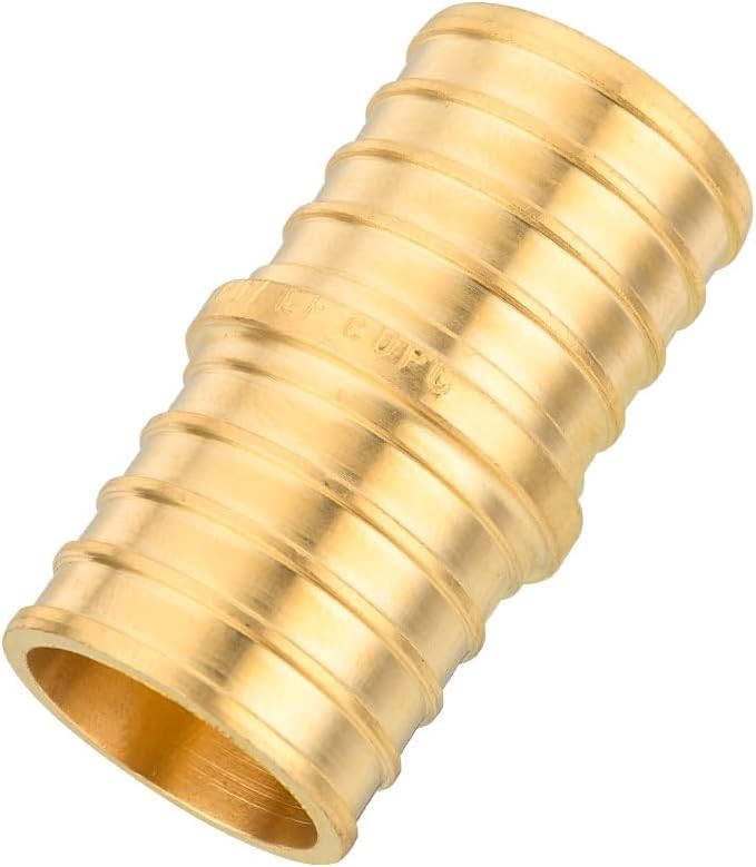 (Pack of 100) EFIELD Pex Barb Crimp Brass Fittings 1-Inch x 1-Inch Straight Couplings, ASTM F1807, UPC Certified (100),(PEX1807010-100PCS)