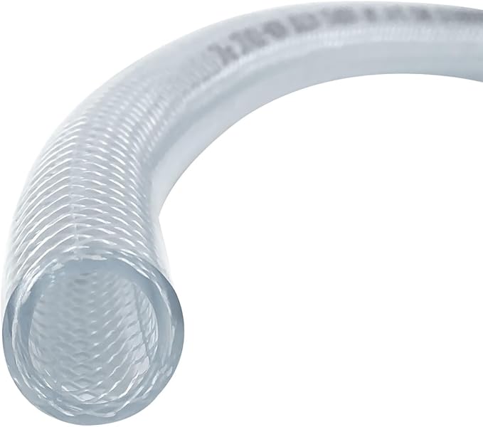 Gloxco Clear Braided PVC Tubing, Food Grade, Heavy Duty Reinforced Hose, 3/4" ID, 50 Ft Length