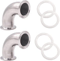 DERNORD 2 Pack 1.5" Tube OD Sanitary Ferrule Elbow 90 Degree Pipe Fitting with 4 Silicone Gaskets SUS304 Tri Clamp 1.5 Inch