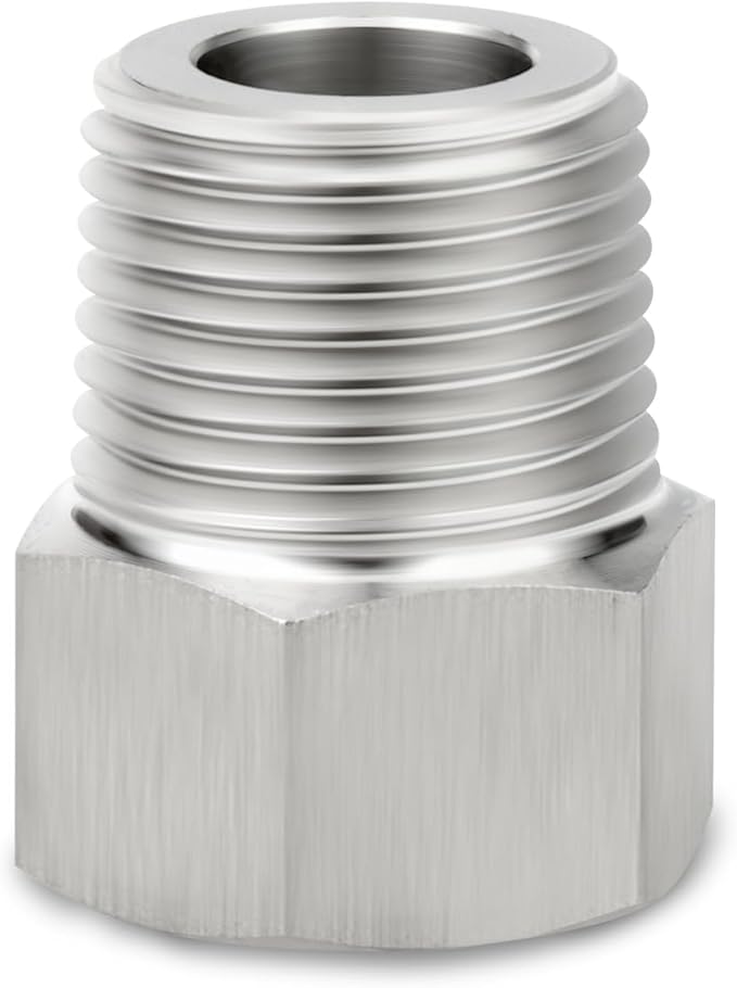 2PCS 304 Stainless Steel Reducer Hex Bushing, 3/8" NPT Male x 1/4" NPT Female, Reducing Pipe Adapter Fitting, for Air/Fuel/Water/Gas/Oil