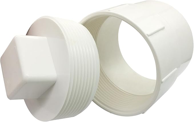 3" PVC Sewer Cleanout Adapter with Plug Pipe Fitting DWV Flush Sewer Cleanout Cap for Drainage Piping System
