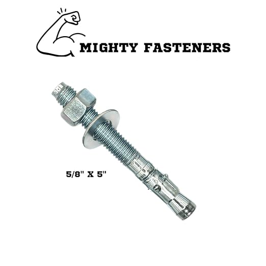 Zinc-Plated Steel Wedge Anchors, 5/8" X 5" - Heavy-Duty Mounting Bolts for Concrete - 25 Pack